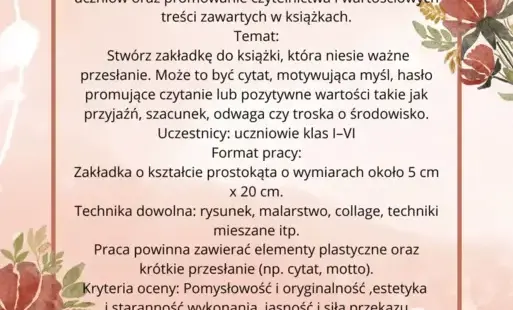 Plakat zawierający informacje na temat konkursu